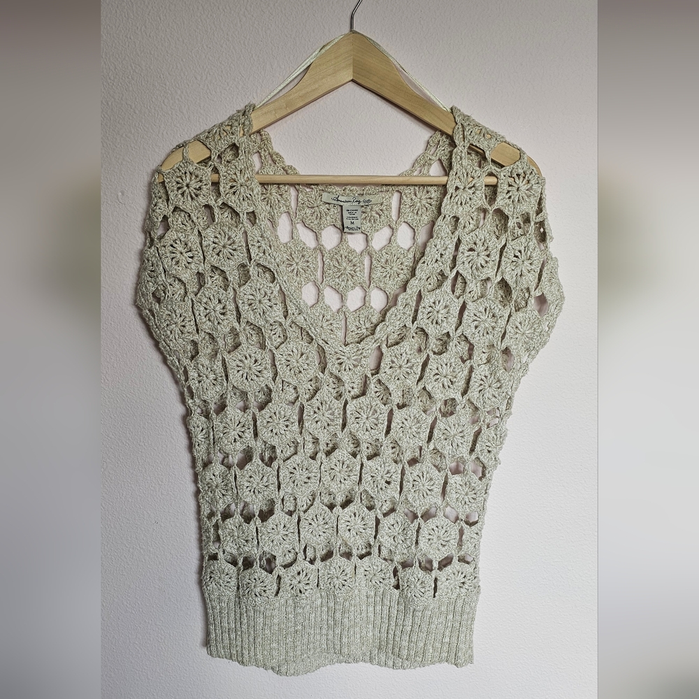 American Rag Crochet Sweater Size Med